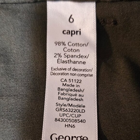 Women’s Size 6 Dark Green George Capri Pants - Picture 9 of 12